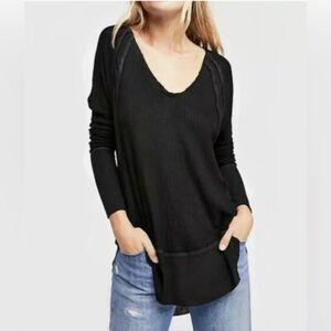 Free People  Catalina thermal V neck jersey